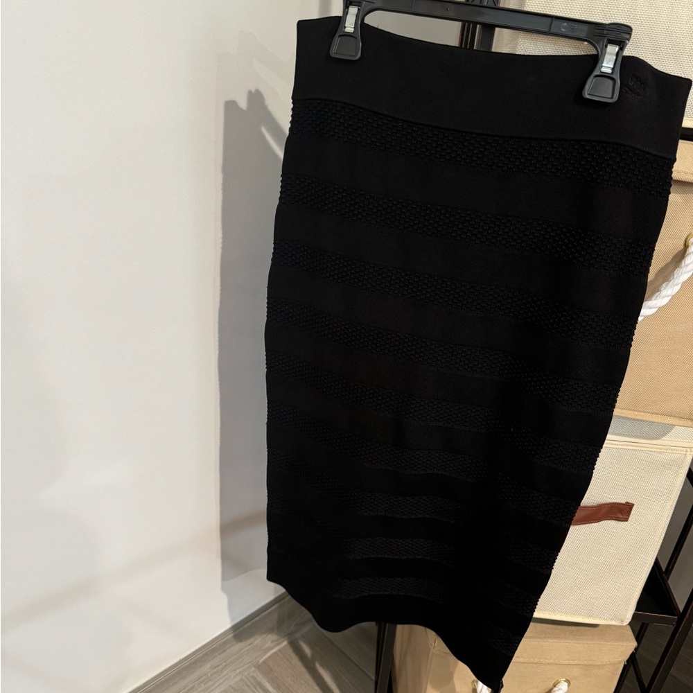 Karen Millen Black Ribbed Midi Pencil Skirt